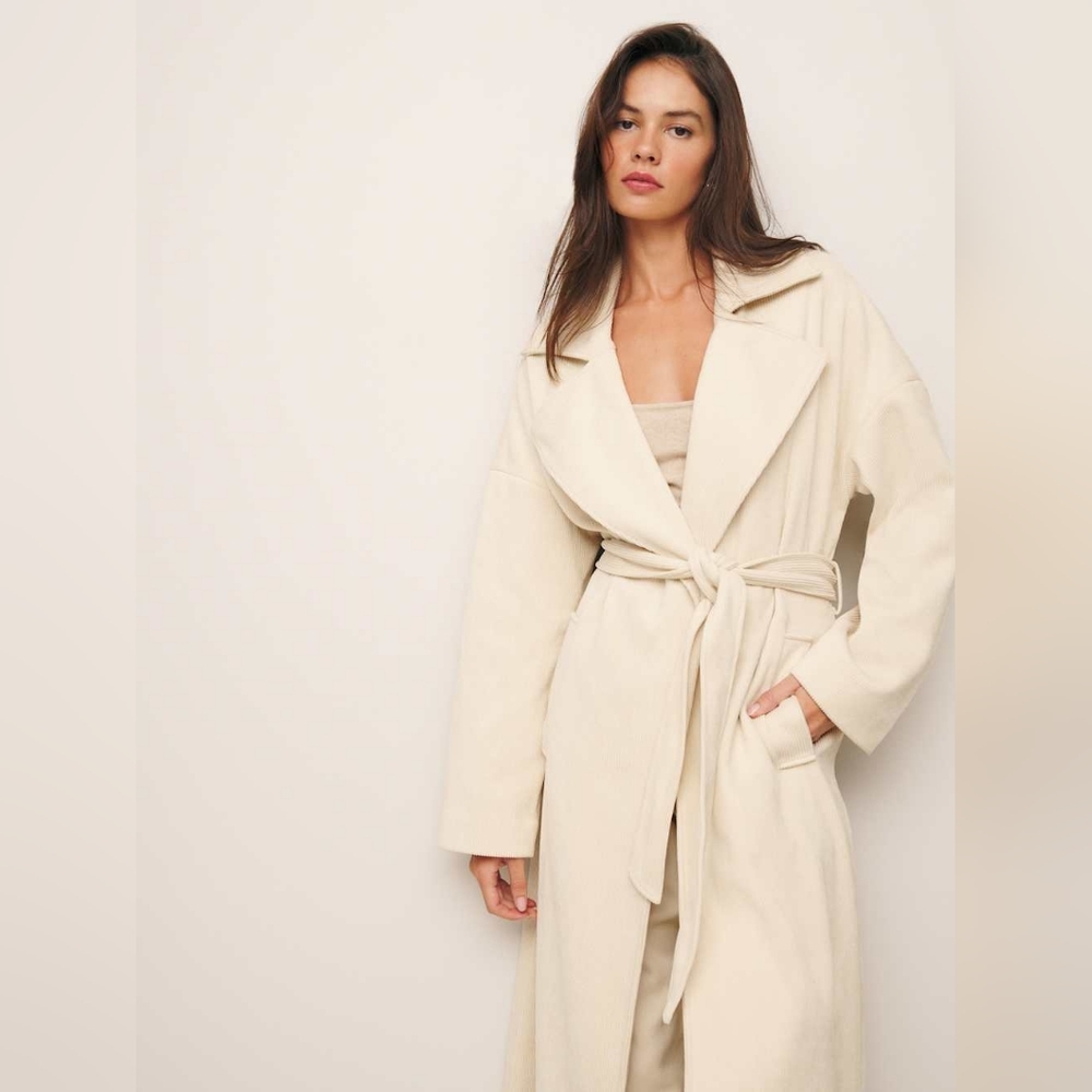Reformation Cream Belted Trench Coat